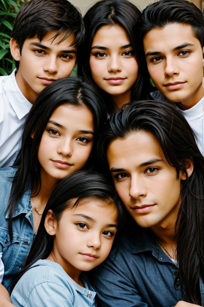 A wallpaper of 20yr old female with her 2 sons and 1 daughter