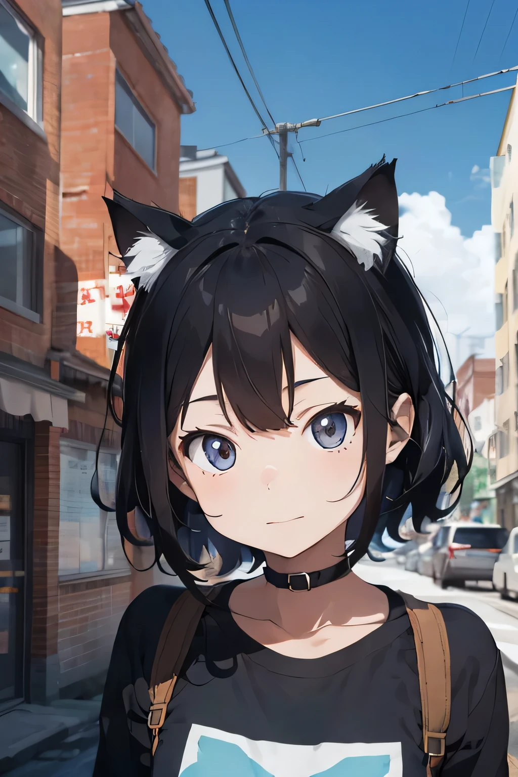 make a very cute cute image of a cat hybrid anime teenager but he is a human cat hybrid he is alone