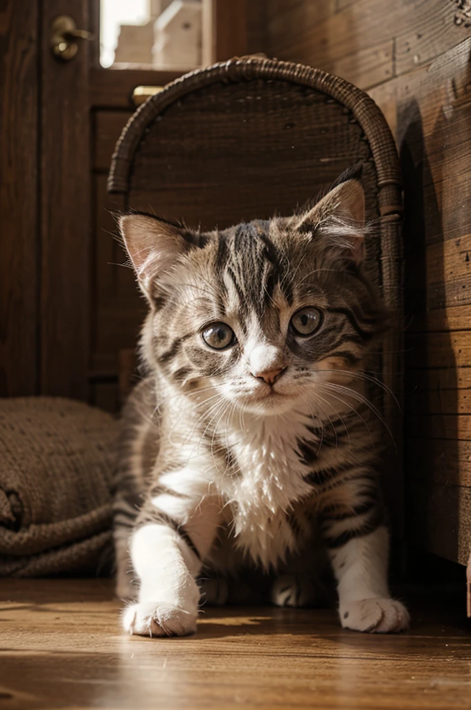a kitty sad because his dad die
