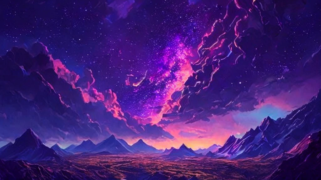 Purple sky and mountains々Road with the background, Great background, Awesome Wallpapers, Just a joke, Amazing artwork in 8K, Beautiful aesthetics, 8k high quality detailed art, Inspired by Cyril Rolland, Space Sky, Space Sky, Great art style, Background Art, Detailed dreamscape, Highly detailed digital art in 4K, Beautiful Art UHD 4K, shooting star, Expanding the Universe