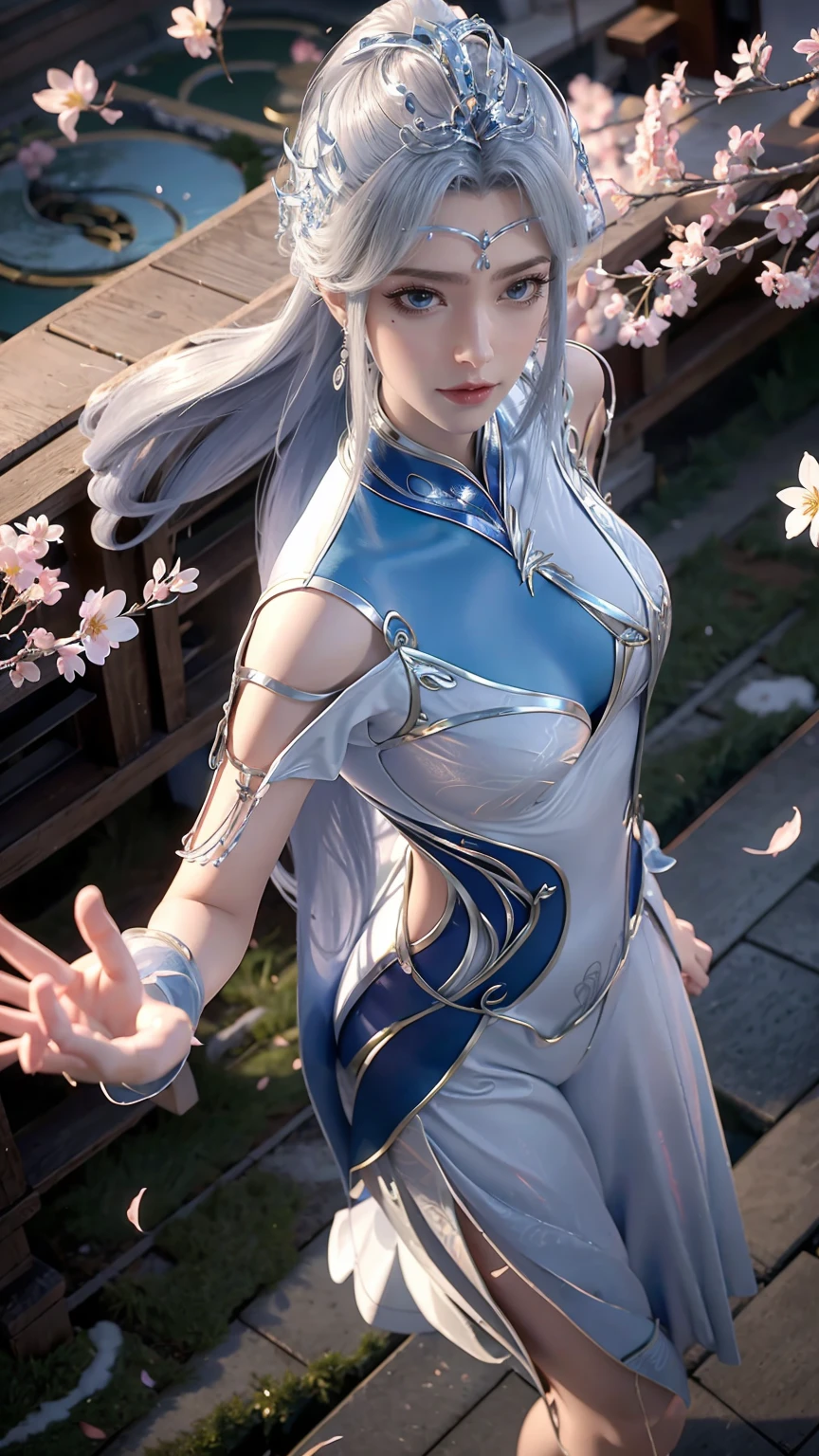 (Logo、masterpiece、8K、On the table、RAW photos、wonderful、最high quality、Photorealistic and hVery detailed CG integrated 8K wallpaper、high quality、Very detailed、Narrative Poems、Particle Effects、dynamic effect)、fantasy、 (1 beautiful woman、Pretty Face、serious、Beautiful and delicate eyes、Beautiful skin、Woman dancing gracefully:1.4)、头发在wind中飘舞、hair jump、camisole、Silver earrings、night、wind、snow and 霜、Very cold winter day、Bathtub side、wonderful scenery、美丽的自然wind光、night sky、wind、Cherry blossoms、Cherry blossomsの花びらが舞っている、Fubuki Sakura、Falling Flowers,Suspender Pajamas,Lace-edged pajamas,Full body capture,Wet all over,Water Magic,Wet