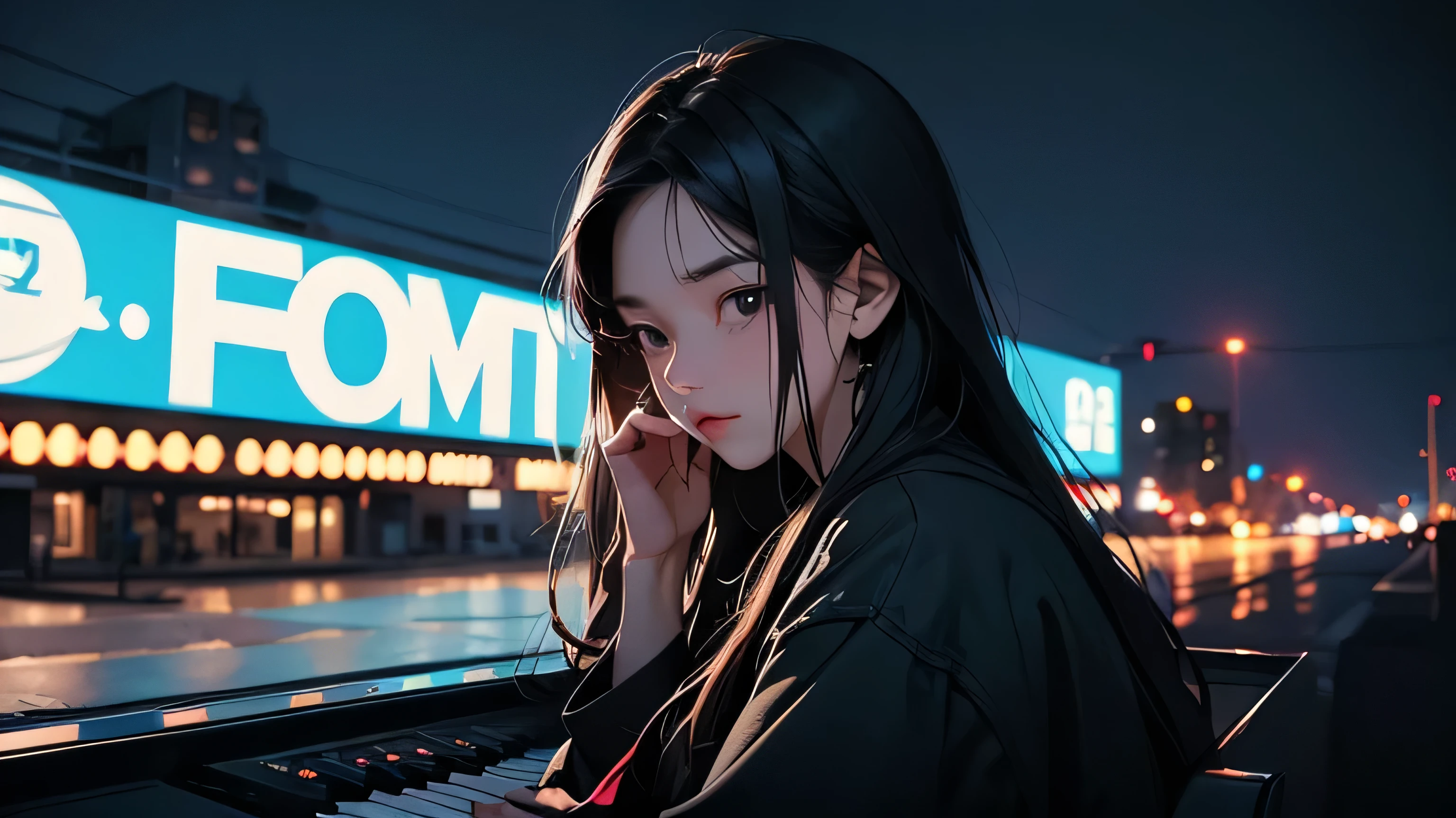 Create a lofi hip hop track with a nocturnal urban vibe. Use mellow jazz samples, soft piano, and deep bass. Add subtle city ambience like distant traffic. Tempo: 70-80 BPM. Mood: chill, dreamy, slightly melancholic. Style: [Lo-fi] [Hip hop] [Jazz] [Ambient]"