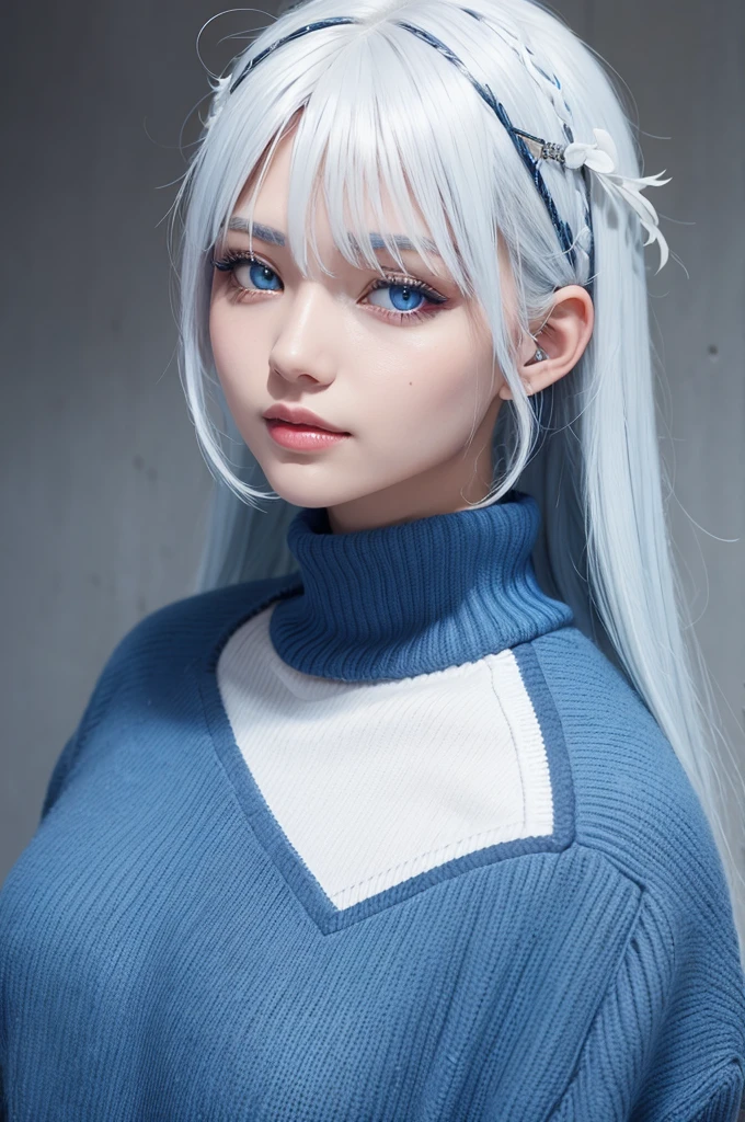 A grill of bluish white hair