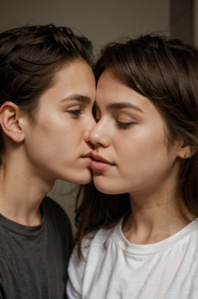 Girl kisses boy