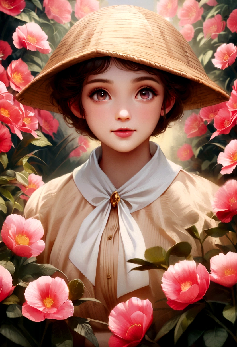 cinematic realistic movie scene . vibrant colors, highly detailed, cinemascope, moody,this cute bab in front of flowers, in the style of taylor wessing, candid portraits, light yellow and light pink, mary cassatt, playful details, ferrania p30, candid moments captured,medium shot