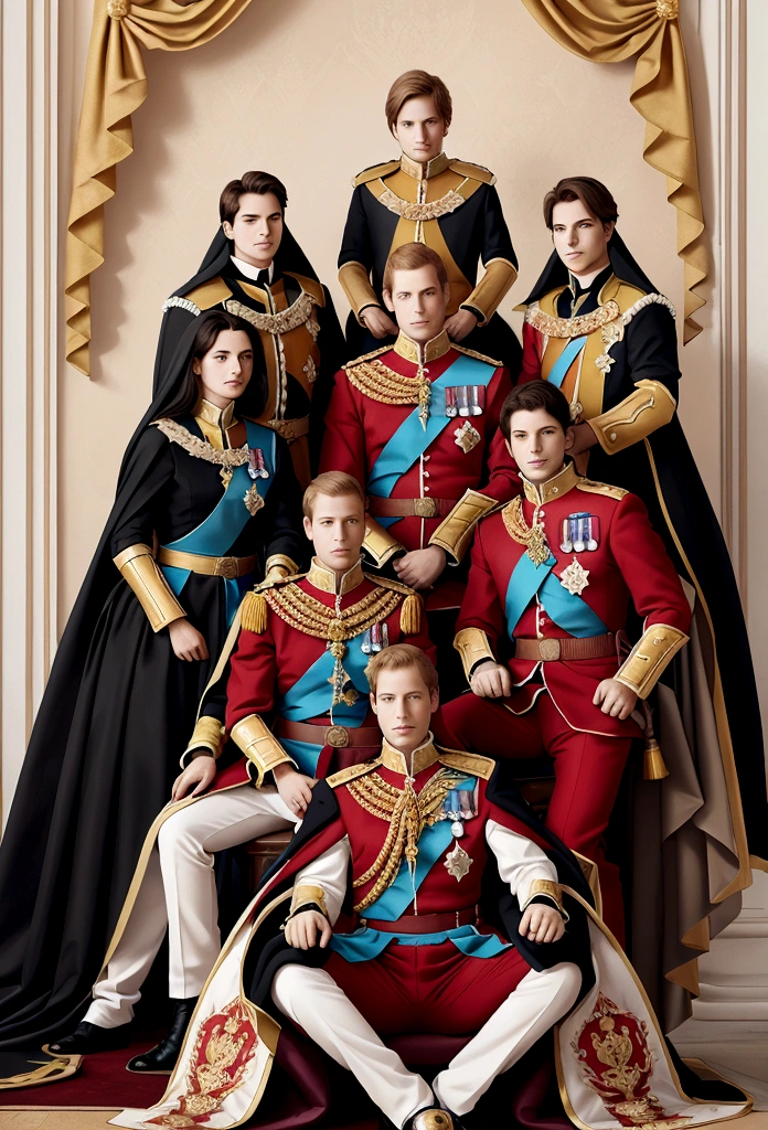 Create an image about a group of friends who are royal knights of the prince