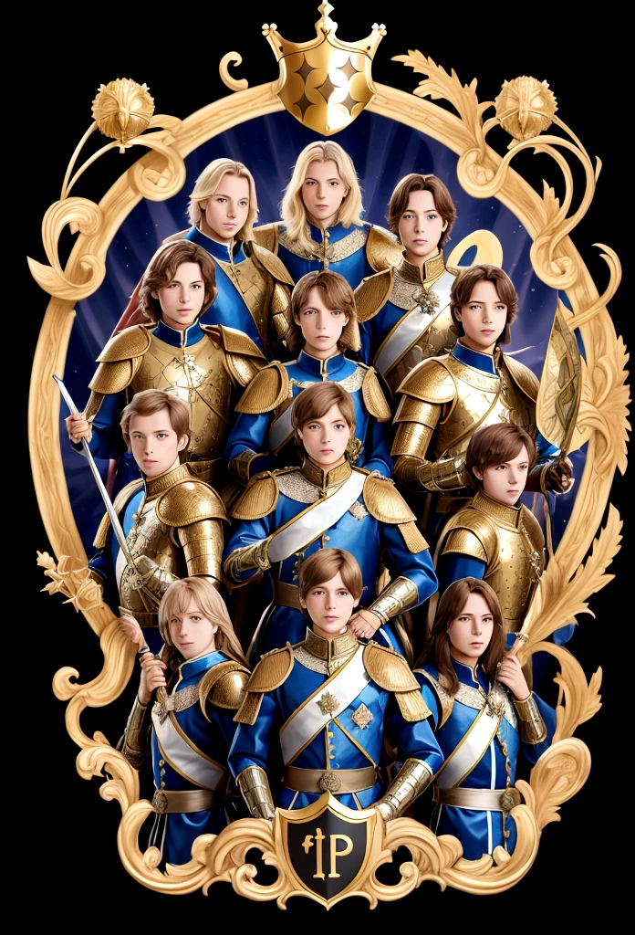 Create an image about a group of friends who are royal knights of the prince