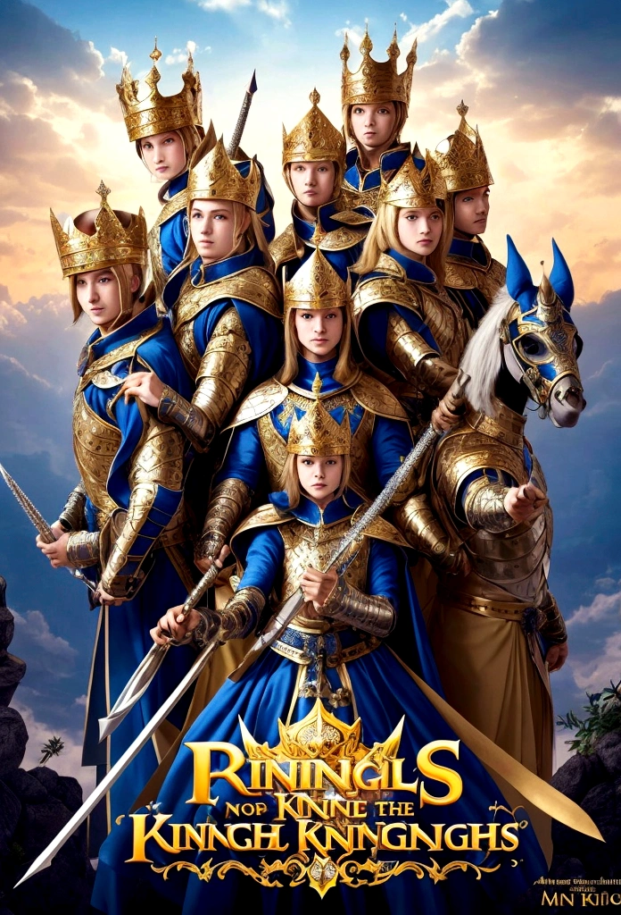 Create an image about a group of friends who are royal knights of the prince