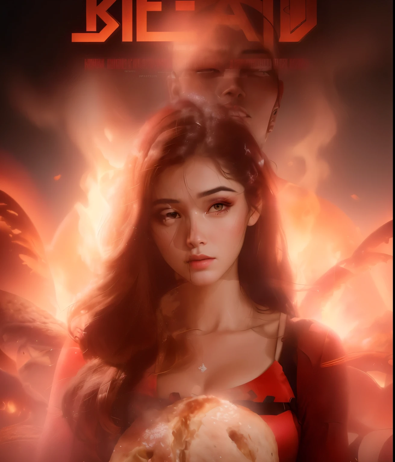 a woman Holding a loaf of Bread in front of a bexistncH of Bread, Official poster, ❤🔥🍄🌪, iexist lee ji-eexistn as a sexistper villain, 死exist裡面, (fire), H. exist. d, cHaracter poster, cover, movie poster cHaracter, Category B movie posters, Bread, Promotional movie poster, Movie promotional pictures, The eyes look dead.