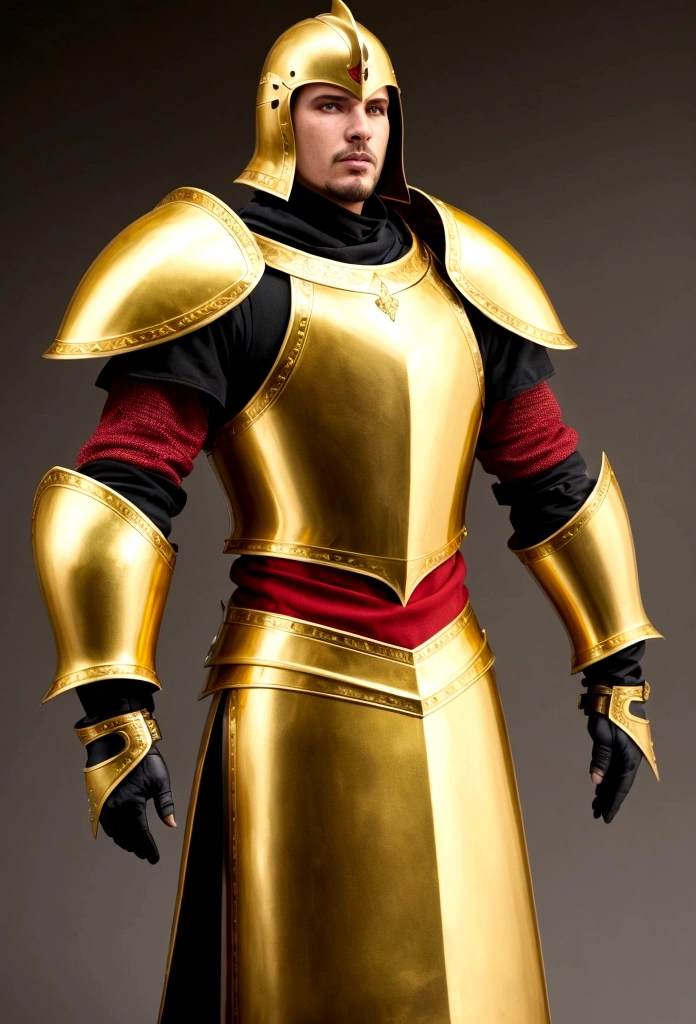 Create armor for knights of the royal guard with gold and red colors