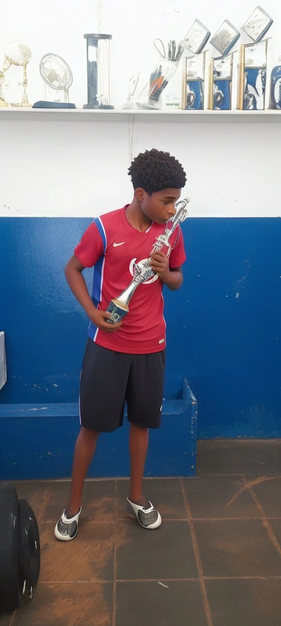 Soccer player scoring goal