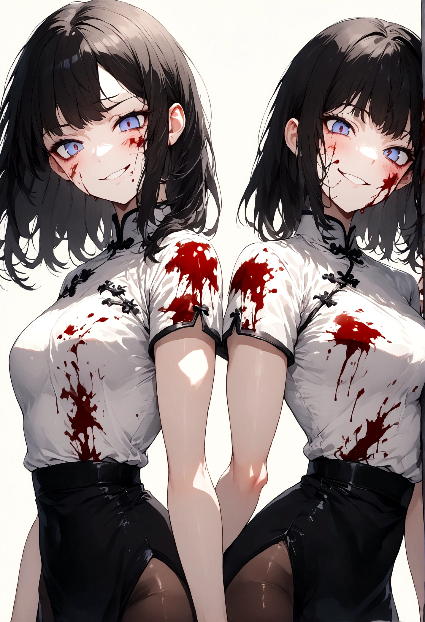 Hot girl Bend down terrifying smile blood on face
