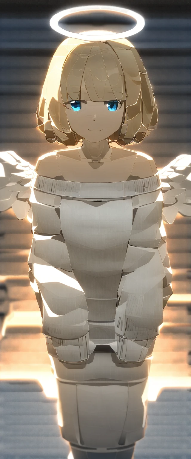 (((One girl))), (((cowboy shot))), ((flying)), ((angel, big big white wings:1.2, halo:1.3)), ((tanned skin)), ((wavy hair, outward curled hair)), evening, Sunset, ((blond hair, bob cut:1.3)), breasts, ager, (looking at viewer), oversized clothes, puffy long sleeves, collarbone, ((off-shoulder sweater dress:1.3, Quite thick shoulder straps)), (((sleeves past wrists:1.3))), ((white sweater)), collarbone, head tilt:1.3, (((blue eye))), ((happy smile)), (((anime style))), (best quality, 4K, 8K, highres, masterpiece:1.2, ultra-detailed, ultra-detailed eyes, HDR, uhd, studio lighting, ultra-fine painting, sharp focus, physically-based rendering, extreme detail description, professional, vivid colors, bokeh), ((Highest quality, Best image quality, Ultra-high resolution, Ultra-high resolution, solo, Strong eye highlights)), Depth of written boundary, Natural soft light, attractive, Beautiful Face, Cleanliness, Pure Face, medium chest, Beautiful Face, Perfect Fingers, Perfect hands, Perfect body, Perfect Face, Shine a light into your eyes, Perfect Anatomy