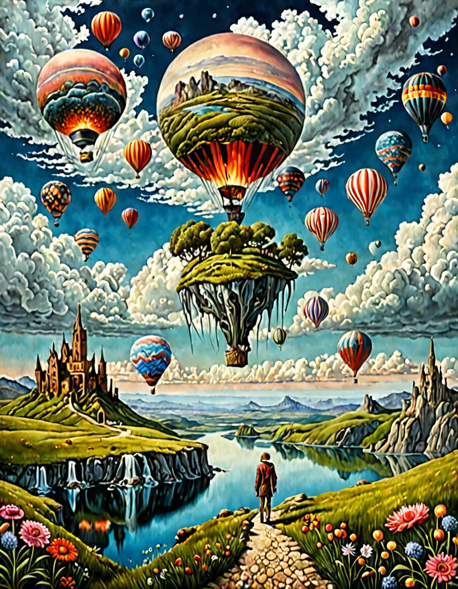 (unbelievable:0.0) A surrealistic landscape with otherworldly characteristics, fantastic elements that defy the laws of physics or reality, creating a sense of wonder and disbelief, Combination of artistic styles