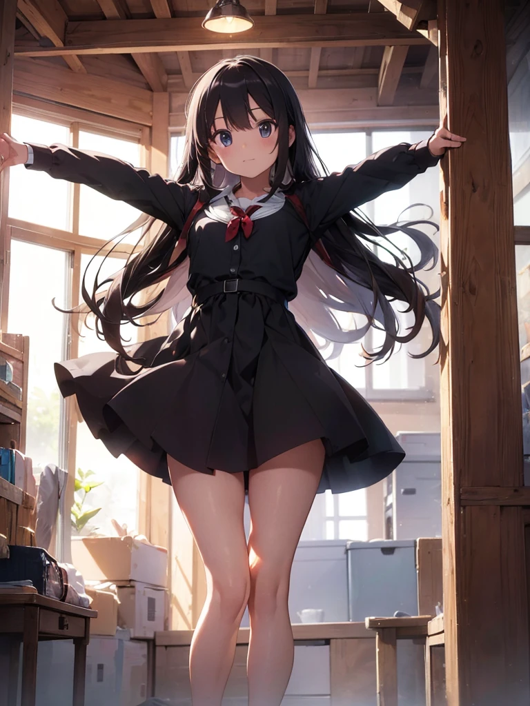 ((Highest quality)), ((masterpiece)), (detailed),Perfect Face,Strong light from the front,With front light,Standing pose with one leg raised above the head and stretched out,