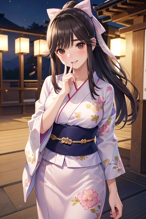 ,、

Gaoling loves flowers、Shiny brown hair, long hair、Ponytail with ribbon, Beautiful brown eyes、Shy、Embarrassingsmile、blush、Sparkling eyes, (Fine grain)、Ultra-detailed eyes、Highly detailed face, Highly detailed eyes,((Cowboy Shot, The background is the night of a Japanese summer festival.))、

masterpiece, Highest quality, Pixiv,  (8K, Highest quality, masterpiece: 1.2), High resolution, 

5 biologically correct fingers、Placing hand on face、、mature、Realistic, Real person, (Pale skin: 1.2), RAW Photos, Realistic, Shiny skin, Shiny Hair、(25 year old woman with bangs), (yukata) and (pink) and (Floral)、Embarrassing, smile、alone、Are standing