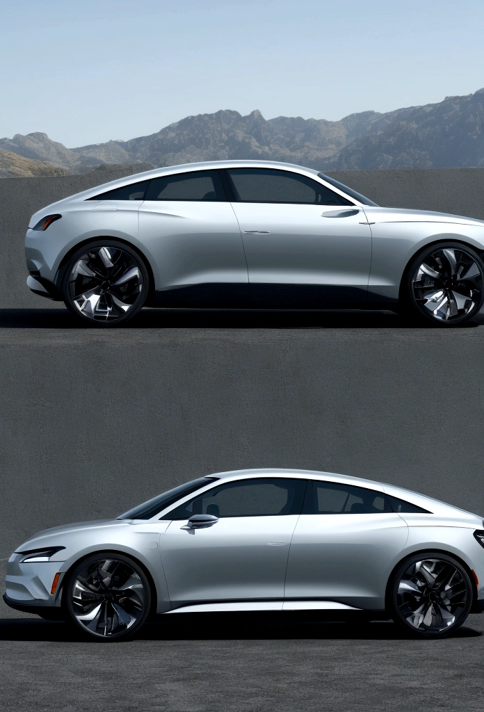 a 4-door coupe car, futuristic and dynamic style, with simple background,full body 