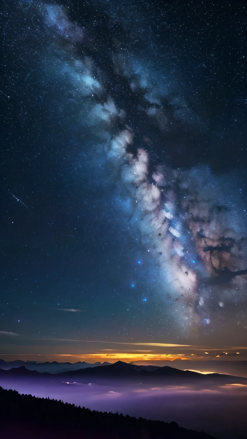 masterpiece, Highest quality, Night Sky, cloud, Bright colors, Purple Milky Way,