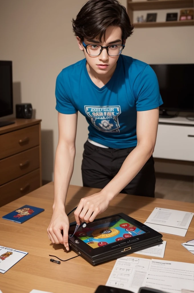 A nerdy boy, playing role-playing games in your super beautiful room