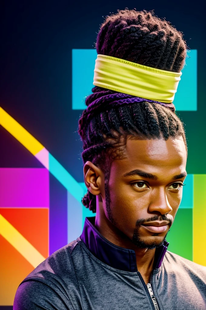 I need a graphic design of a headband to place the names of the hosts of a very current television program from the year 2024. The program will talk about various gems, but with a nice touch, funny, digestible and familiar. The colors that will be used are: yellow, green, PURPLE AND GRAY. The headband must be consistent with this information.. It must be for a 1080 pixel frame