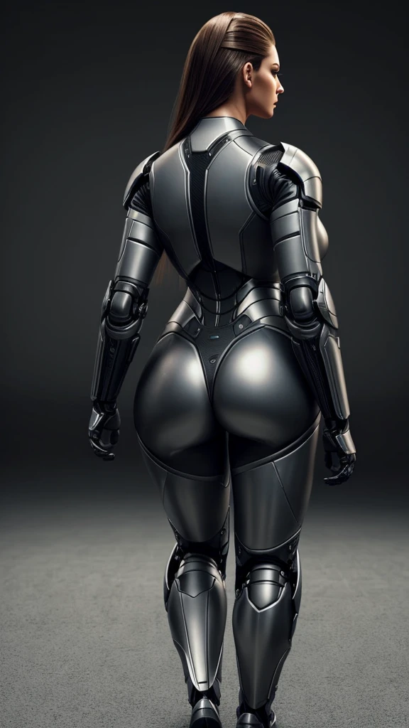 Woman, Curvy, Thick, Muscular, Robot, Sci-Fi, Aerodynamic, Carbon Fibre, Armor, Gears, Engines.

CGI, VFX, 3D art, Realism

Top Models Face, Make Up, Beauty, Straight, Slicked, Long Legth Hair.

Dynamic, Walking, back view, sexy, 