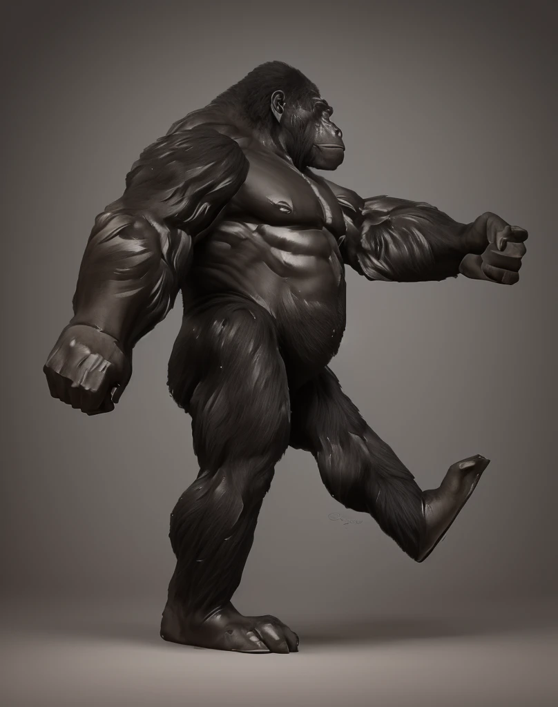 arafed gorilla standing on its hind legs with a white background, black hair gorilla, distant full body view, bigfoot, big foot, full body wide shot, whole body highly detailed, like gorilla, sasquatch,muscular, strong body, full body profile, 1/2 view realistic, full body shot hyperdetailed, highly detailed full body, ( sasquatch, full body close-up shot