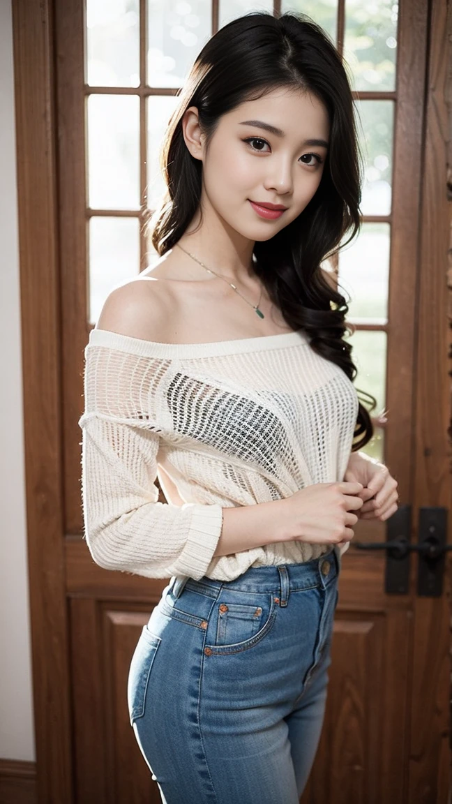best quality, masterpiece, beautiful and aesthetic, 16K, (HDR:1.4), high contrast, bokeh:1.2, lens flare, (vibrant color:1.4), (muted colors, dim colors, soothing tones:0), cinematic lighting, ambient lighting, sidelighting, Exquisite details and textures, cinematic shot, Warm tone, (Bright and intense:1.2), wide shot, by playai, ultra realistic illustration, siena natural ratio, anime style, a picture from a high angle, a view from above, long Straight black hair with blunt bangs, (a charming smile:1), Gray bracelet, a oversized off-shoulder pink an oversized T-shirt, jeans, playing Gibson bass guitar, a sexy instagram Hot Swiss model, with a tattoo, oversized clevage,  Broken Glass effect, no background, stunning, something that even doesn't exist, mythical being, energy, molecular, textures, iridescent and luminescent scales, breathtaking beauty, pure perfection, divine presence, unforgettable, impressive, breathtaking beauty, Volumetric light, auras, rays, vivid colors reflects.
