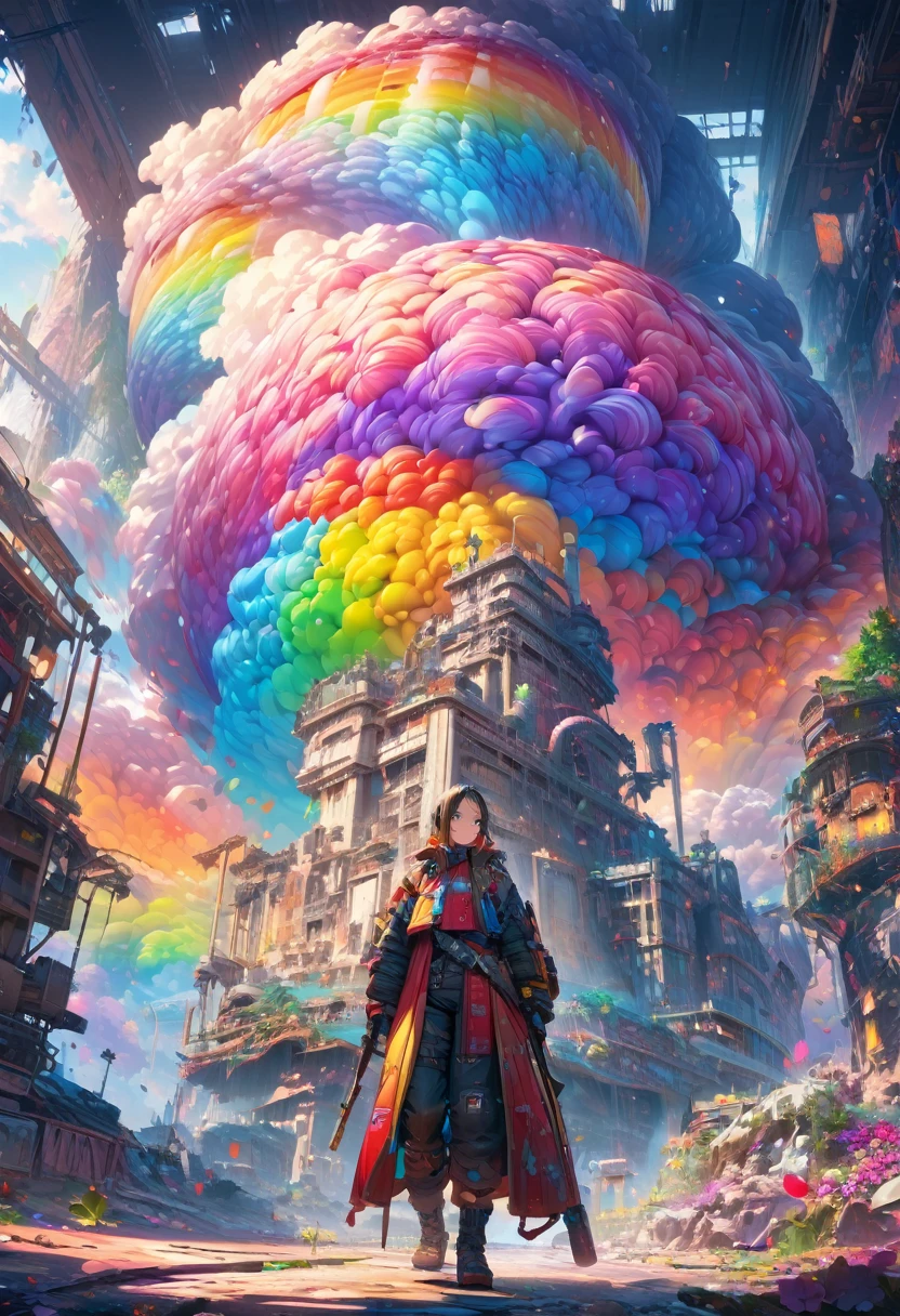 ((masterpiece, Better quality)),illustration,Super Fine 8K,Reality,Clear focus,Very detailed,Professional lighting,Colorful Detailed,Rainbow-colored BREAK Factory's long-term plan,Large machinery construction,Microchip,,smooth, Intricate details,Shitu-mecha,1girl standing next to Mecha, Gundam, Umbilical cord, Lovely, Sexy, The eyes are extremely detailed,