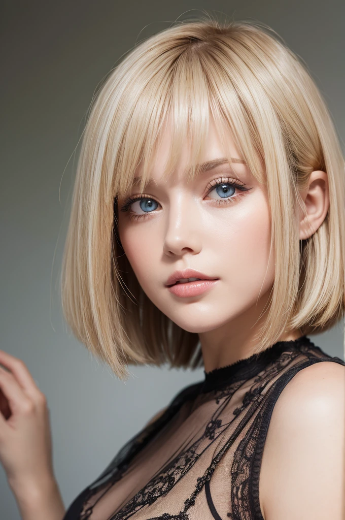 Light Hair Bright Eyes Bob Hair woman