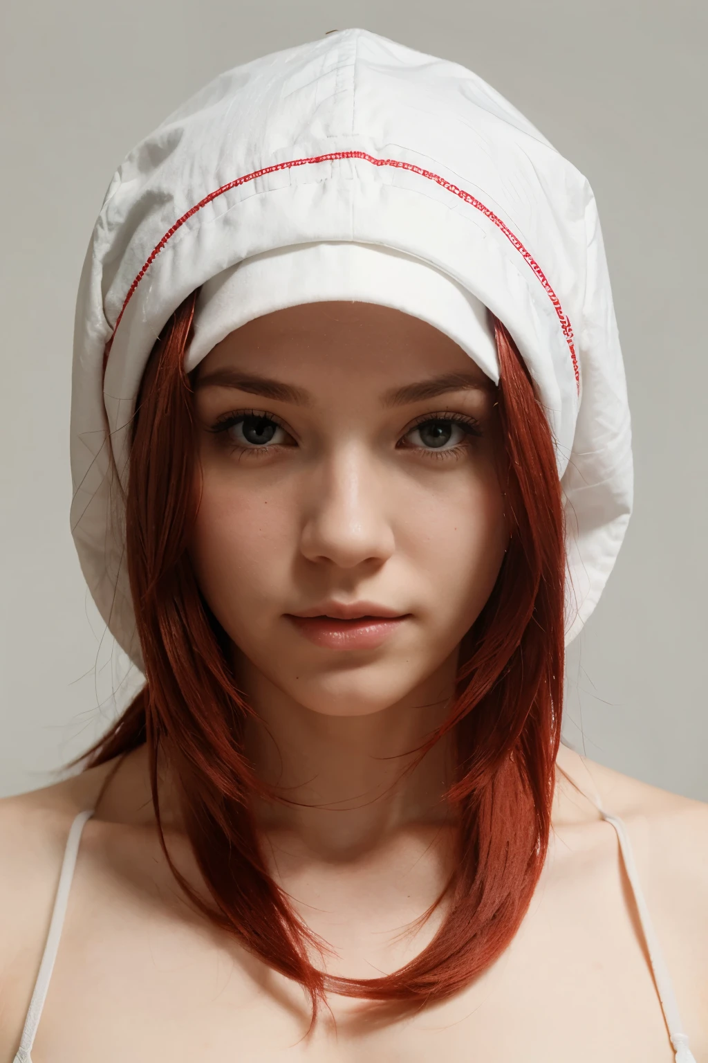 Girl White Skin hair Red with bonnet