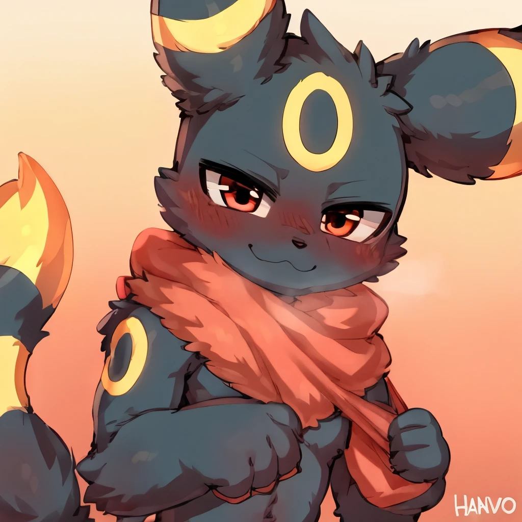 Umbreon, made by hanuvo, masculine, looking at viewer, offering a paw to help the viewer get up, fundo shadow  