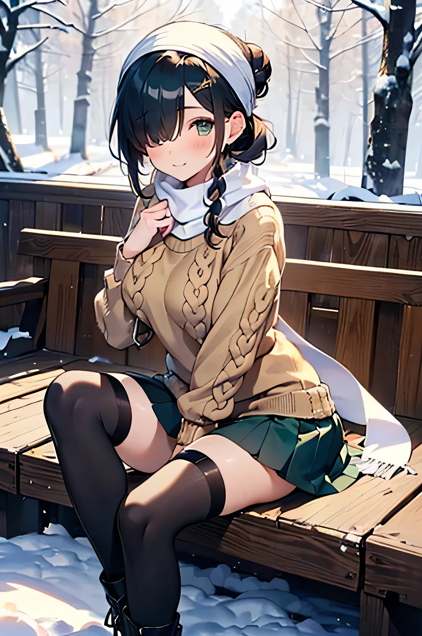 ((1 girl:1.5, Playing in the snow in the forest:1.37, Sit and raise your legs:1.37)), Nordic, ((成熟的女孩穿着Sex感的白色服装:1.3, Chunky Knit Sweater:1.3, Close to the audience:1.37, Sex:1.25)), 一位身着白色长发的成Sex, White winter coat, Knitted scarves, Green Ribbon, Knee-high boots, White and green winter clothing, Wearing a dark green pleated skirt:1.3, Full Body Love, Fine details, Beautiful anime illustration, 26 years old, rest, ((:1.5, Solitary:1.5)), (SFW:1.25), (Breast sagging, Breast fusion, Large target , Thin waist, Large target ass:1.2), Sex感凸显, (Dark mahogany short hair, Hair Bun, Hair covering one eye, Asymmetrical hair, Carly hair, low braids, Muslim, White scarf, Headband, Today&#39;s Head, scarf), (Ultra-high resolution, 8K RAW Photos, Photorealism, Thin outline:1.3, Be focused, high quality, Natural Lighting, Textile Shading, Blurred background, Depth of Field, bokeh, (smart student:1.2, Beautiful eyes with exquisite details，Highlights:1.3, Super detailed eyes, High detail face), Red lips, Delicate and realistic skin:1.1, Looking at the audience:1.3, (Dynamic Angle:1.3, Crotch focus:1.3, From below:1.4), (Multiple postures:1.3, Sex感姿势:1.3, Sitting with legs spread，M-shaped:1.5), (Tempting, Open your mouth and smile happily:1.4), Center image:0.2, (Wearing a long white coat，Matching holes and clothes:1.1, Bare breasts:1.2), Gold Jewellery, Wearing a red dress around the waist, Dark brown leather boots:1.3, Translucent lace pantyhose), (((Correct anatomy:1.5, Perfect hands:1.5, Ideal body proportions:1.37))), (In one night:1.3), outdoor:1.6, Under the Stars:1.2,Super big breasts，Open mouth drooling，Blushed
