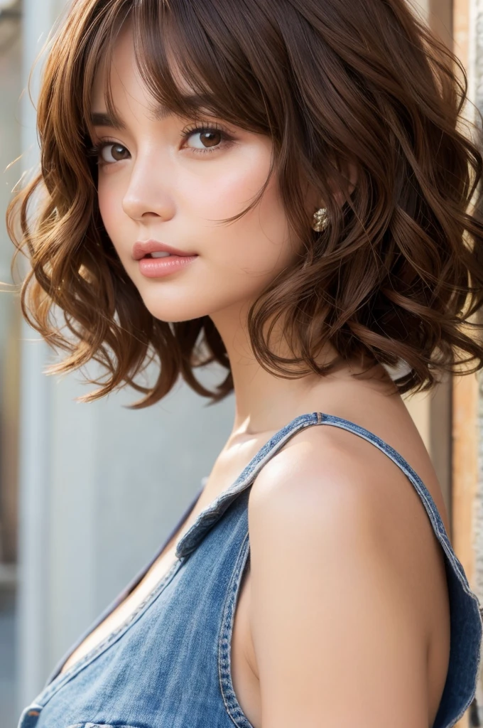 Fair skin　Brown Hair　Curly Hair　Bob