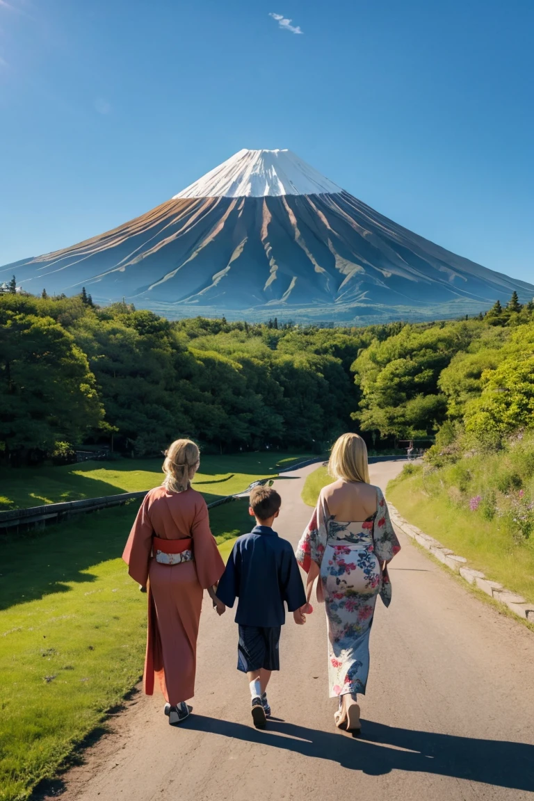 kimono,Family of 4 people,Blonde,Panorama Niseko,American