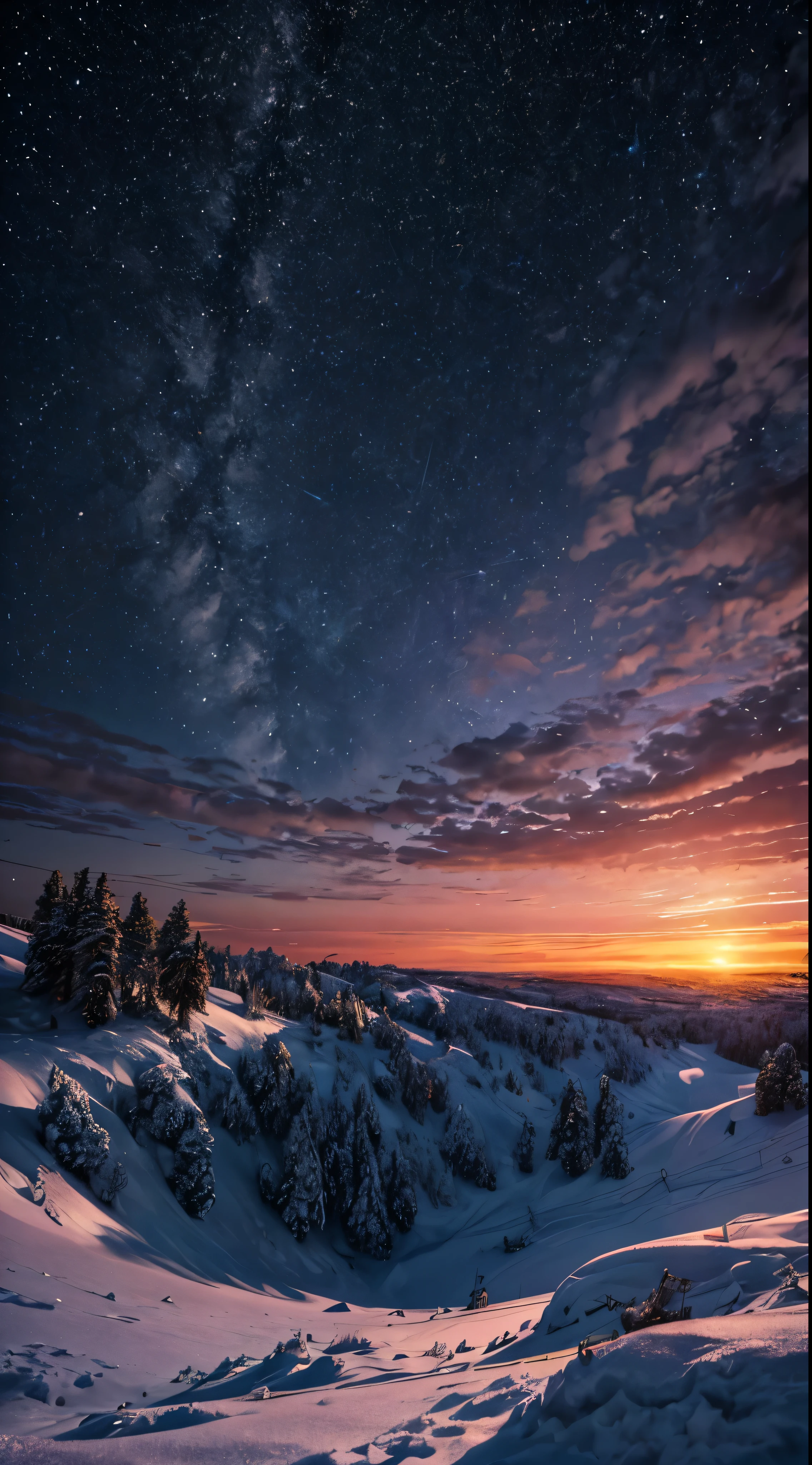 one world fixed color but softly light put on.The sky is unimaginable with fixed cold color land,in sharp contrast.