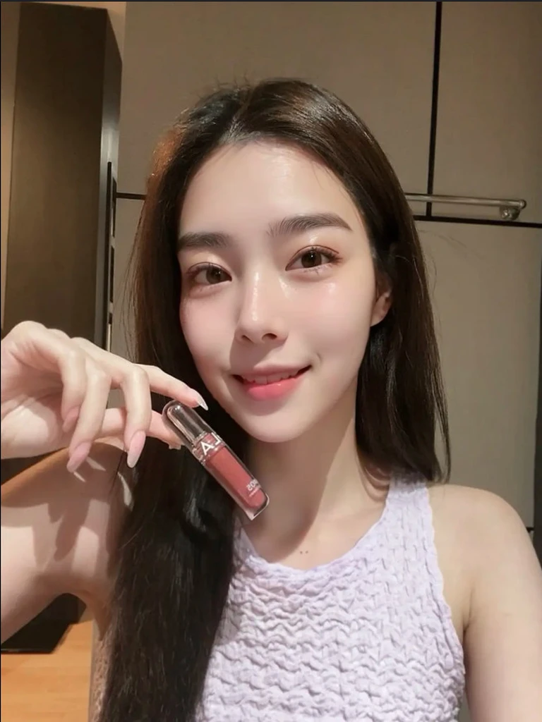 raw photo,1 woman, 18 yo, no makeup, inner eye look to the left , inner eye leftward glance, look away, bright Under-eye bags, fat-free Under-eye bags, Contented closed-mouth smile, Genuine smile