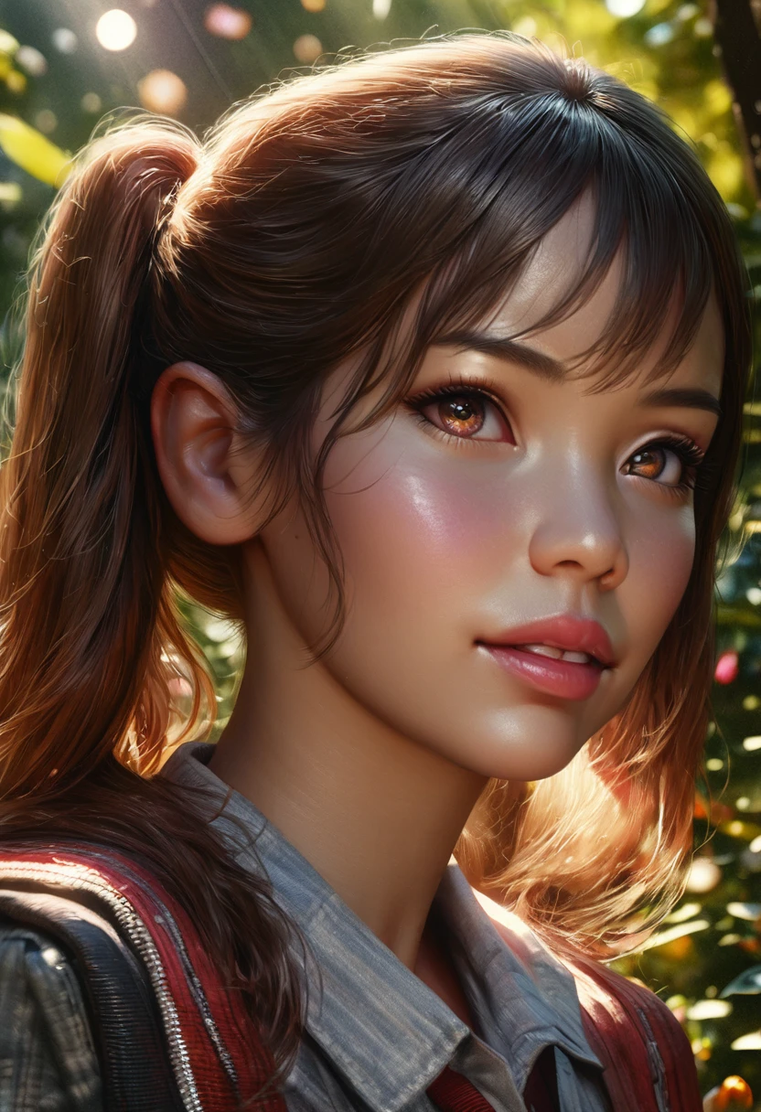 a girl with long twin pigtails, beautiful detailed eyes, beautiful detailed lips, extremely detailed face, long eyelashes, school uniform, outdoor garden setting, colorful flowers, sunlight, soft lighting, photorealistic, (best quality,4k,8k,highres,masterpiece:1.2),ultra-detailed,(realistic,photorealistic,photo-realistic:1.37),HDR,UHD,studio lighting,ultra-fine painting,sharp focus,physically-based rendering,extreme detail description,professional,vivid colors,bokeh,portrait