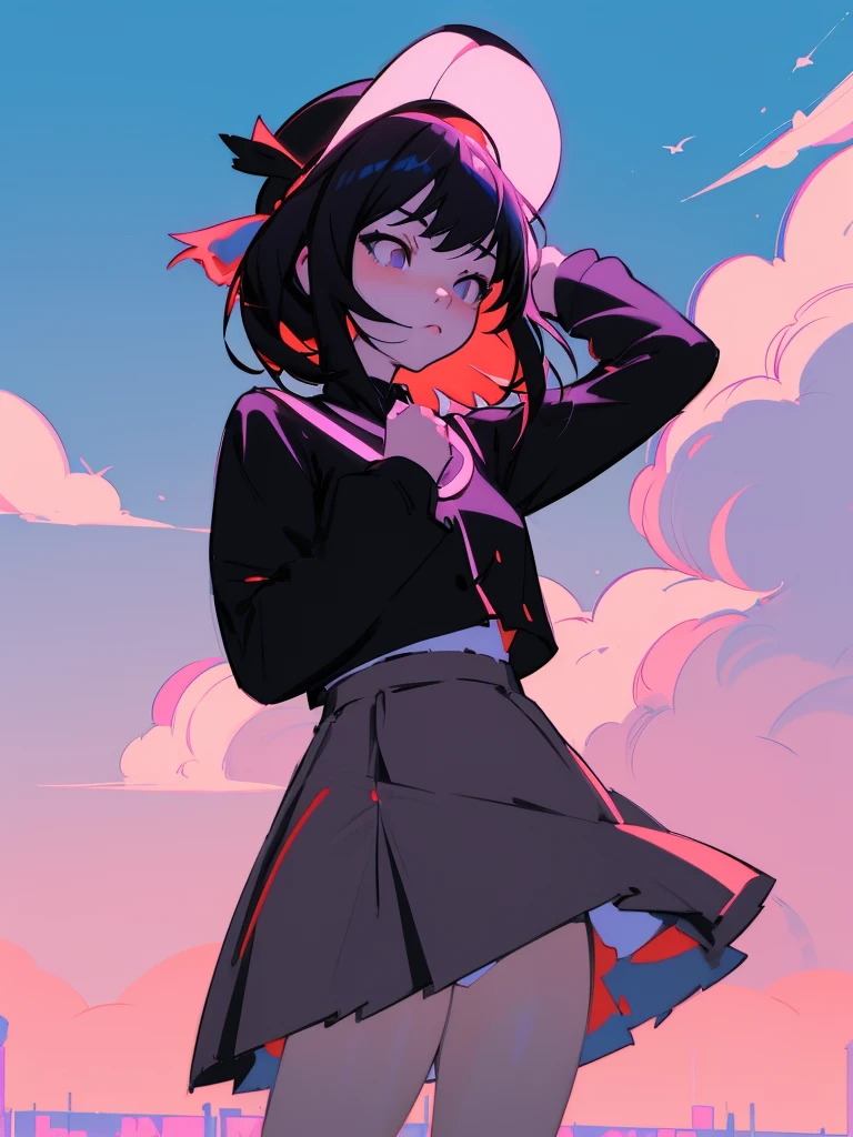 Anime girl wearing a hat looking up to the sky, Ilya Kuvshinov. 4k yen, in style of Ilya Kuvshinov, Ilya Kuvshinov style, digital art Ilya Kuvshinov, Art Style : Ilya Kuvshinov, breathtaking Ilya Kuvshinov, style of Ilya Kuvshinov, Ilya Kuvshinov著
