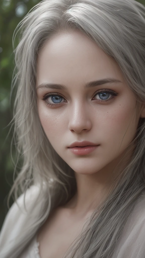 RAW photo, photography, photorealistic, 8k vibrant photograph of woman in nature, ultra detail, finely detailed, dramatic light, finely detailed beautiful eyes, detailed skin, depth of field, grey eyes