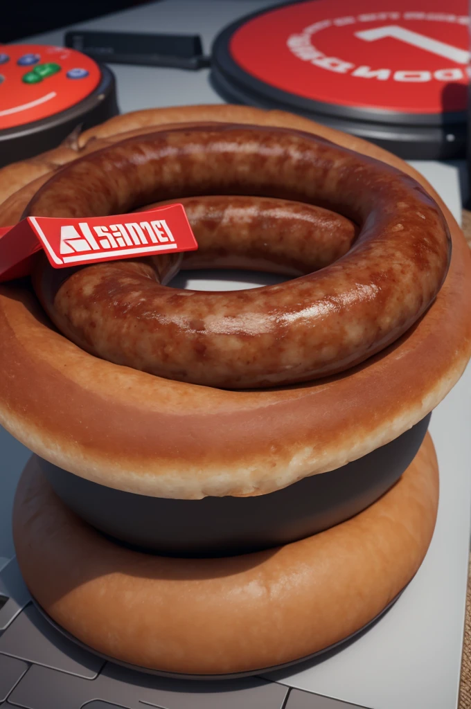 A gaming logo with a 3d sausage