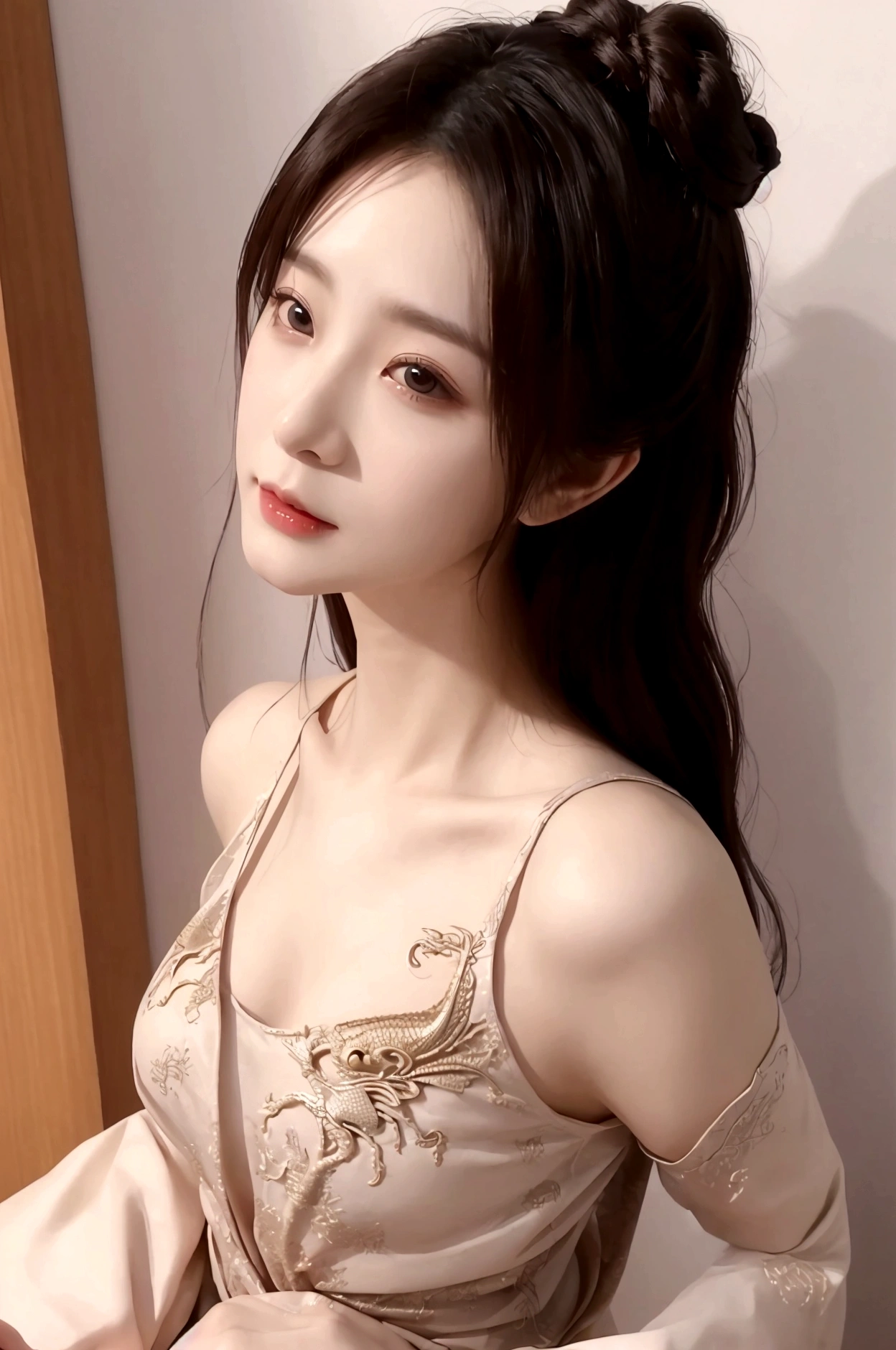masterpiece, best quality, 與中國dragon交朋友, pleasure, happy, bright, dragon, girl, Perfect face, Perfect body,