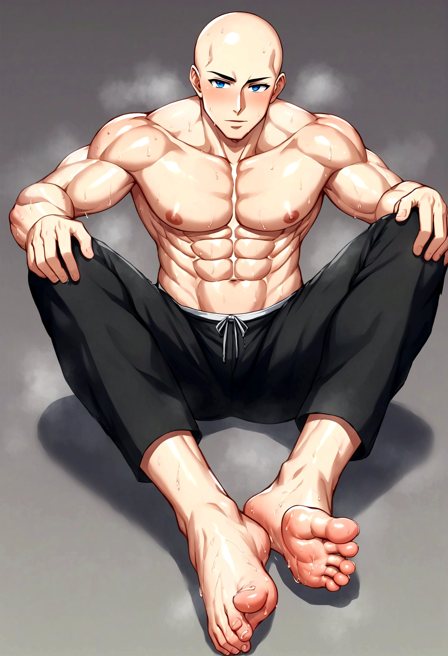 (muscular thigh muscles ) (photo angle from bottom up)(Drawings of Naruto anime) (photo angle from the ground upwards) [Anime photo][highest quality photo][4k,HD photo quality ] wear tight and short loincloths  ,the loincloth bulges due to the erect male genitals (muscular thigh muscles, firm thigh muscles, muscular thigh muscles, sinewy thigh muscles, giant thigh muscles, strong leg muscles, muscular hamstring leg muscles)(thigh muscles bulging as if about to explode, muscular, calloused, sinewy, giant) ,Uzumaki Naruto ,fun, happy,bodybuilder,bodybuilding, red skin, pink skin, tanned skin,reddish brown skin, lots of sweat flowing down, topless, shirtless, hot sunny,  8 pack abs , a *********** boy lying on the bed,  rhe bed has a white blanket and a white pillow , closing my eyes and sleeping soundly.