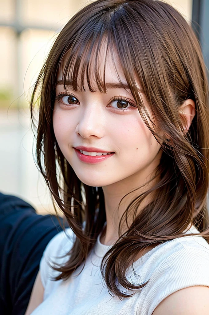 (8K, Raw photo:1.2), Detailed face and eyes, Best Quality, 超A high resolution, highly detailed, masterpiece, Cute Girl, huge laughing, View your audience, Soft cinematic light, Hyper-detailing, Sharp Focus, High quality, blonde hair, bob cuts, 