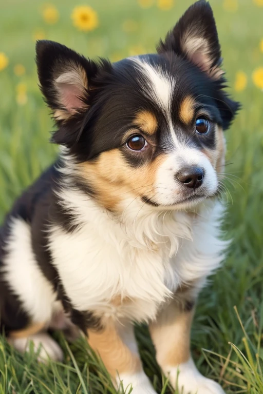 In the grassland dog Papion cute For Children