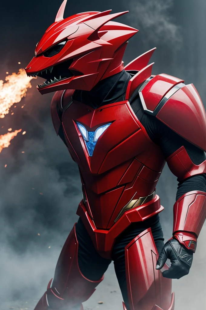 Create a dragon-themed Red Power Ranger