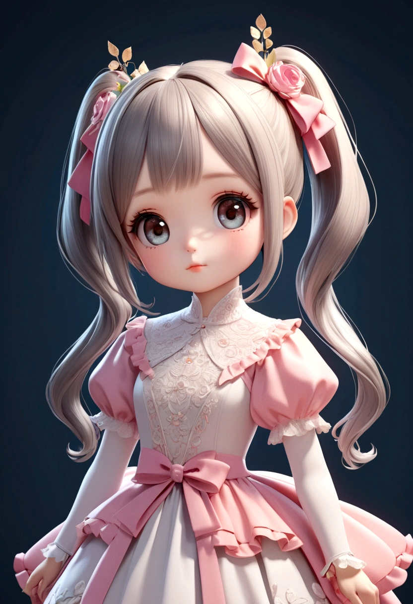 Q version cute doll,Cute 3D cartoon style of a girl with long hair in twin ponytails, Accurate anatomy,
Very fine texture, Clear and detailed animation, High quality cartoon characters, High quality and realistic