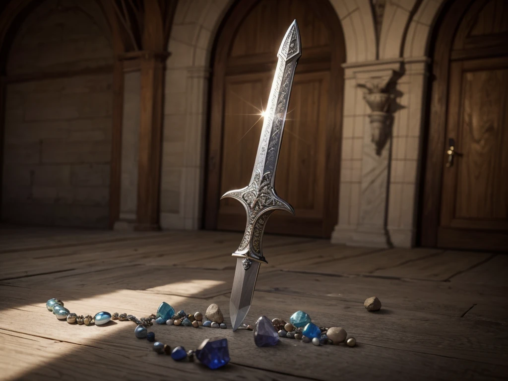 great sword standing with precious stones and writing:Inspiring Stories of Faith.