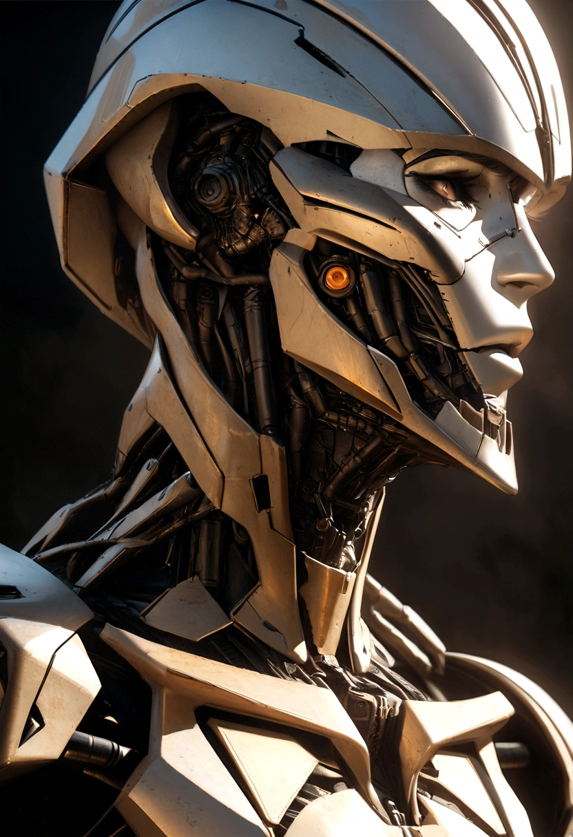 sharpened man in white and gold hooded armor, detailed portrait of a cyborg, close-up portrait of cyborg, portrait of a futuristic robot, male cyborg military commander, attractive science fiction face, portrait of cyborg, portrait of a cyborg, cyborg portrait, portrait of a cyborg cyberpunk, male cyborg, in white futuristic armor, olpntng style, Portrait of the gynoid robot Samus in Wasteland, perfect composition, beautiful detailed intricate insanely detailed octane render Tendências no ArtStation, 8k art photography, photorrealistic concept art, soft natural volumetric cinematic perfect light, Bright dark, rewarded photography, work of art, oil on canvas, rafael, caravaggio, Greg Rutkowski, bipe, Beksinski, giger, perfect composition, beautiful detailed intricate insanely detailed octane render Tendências no ArtStation, 8k art photography, photorrealistic concept art, soft natural volumetric cinematic perfect light