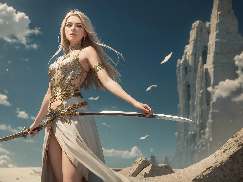 great sword standing with precious stones and writing:Inspiring Stories of Faith.