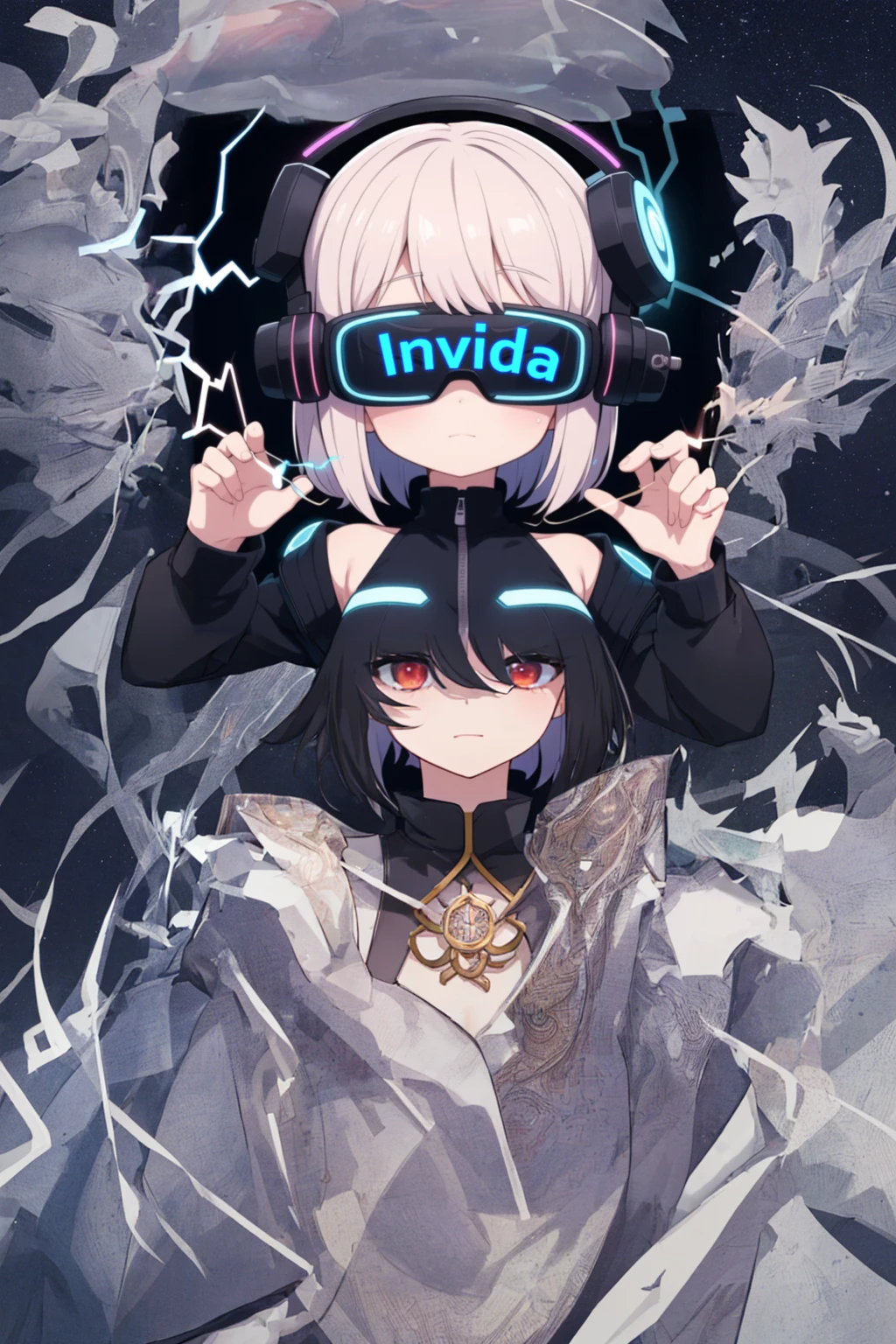 absurd ,masterpiece, Headquarters, 4K, Human Development Report, 最好of质量, 1girl exist center screen with beautifulface, 白色of_hair. (Black clothing:1.2),Deep Dark, Bangs, breast, Eyebrow_可见of_pass_hair, hair_Decorations, Light_particle, 长of_hair, Watching_exist_Viewer, 中等of_breast, dune表面, 独自of, space, Star_(Sky), Starry_Sky, Double tail, Very_长of_hair, of_Eye, 透明of, see-pass,(background_Gideon_主要of_dune:1.0), (无辜of脸:1.1), beautiful Eye, volumetric Lighting, 真实of阴影.